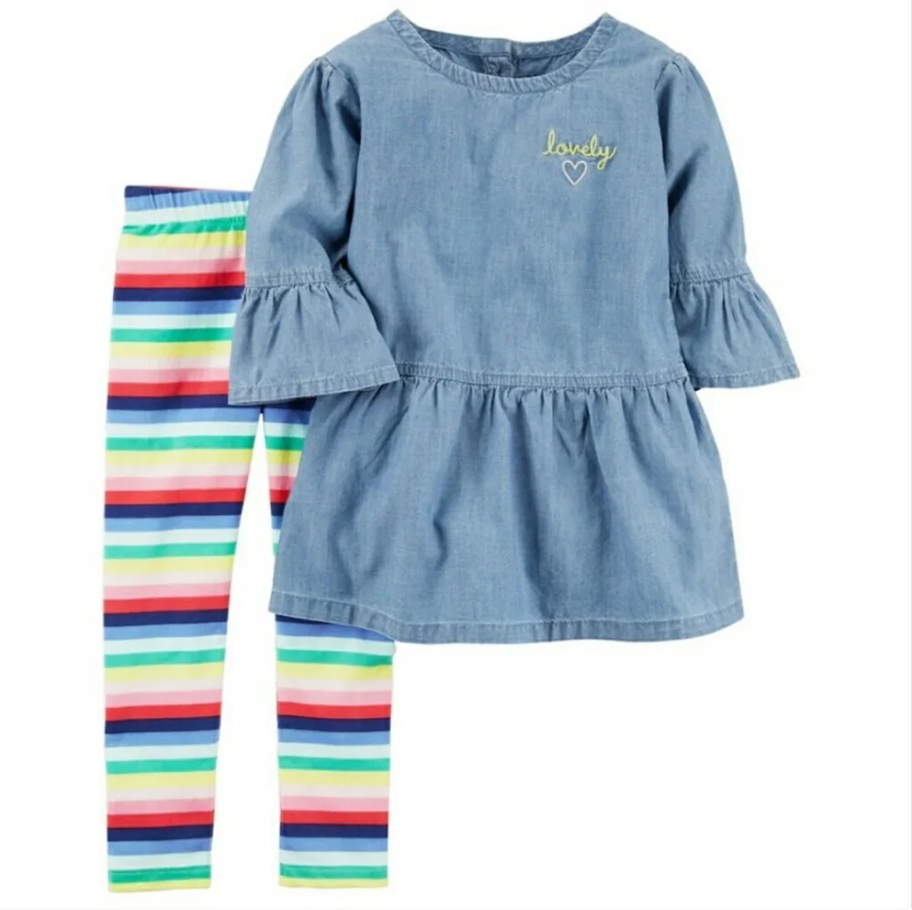 Carter's Outfit Lovely Rainbow Leggings Girls 4/5